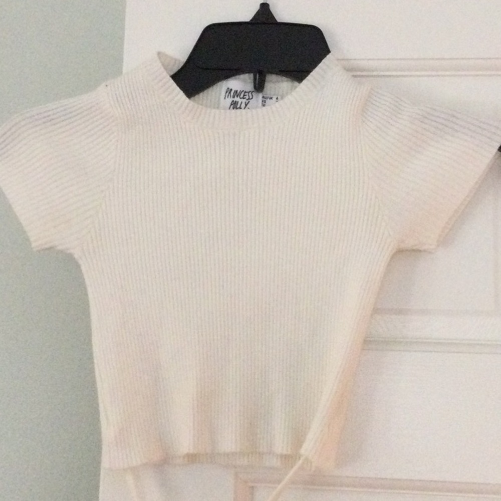 Princess Polly Girls' Cream Ribbed Knit Top